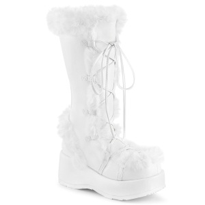 Fausse fourrure 7 cm CUBBY-311 lolita bottes femmes  plateforme en blanc