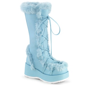 Fausse fourrure 7 cm CUBBY-311 lolita bottes femmes  plateforme en bleu