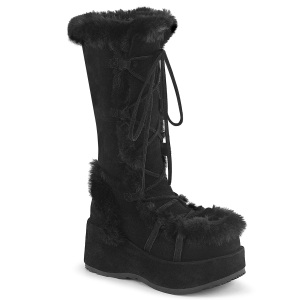 Fausse fourrure 7 cm CUBBY-311 lolita bottes femmes  plateforme en noir