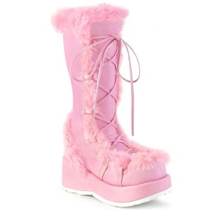 Fausse fourrure 7 cm CUBBY-311 lolita bottes femmes  plateforme en rose