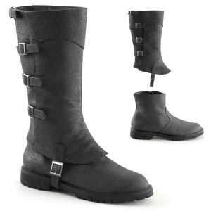 GOTHAM-105 noires botte de capitaine halloween bottes pour hommes  boucles