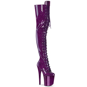 Glitter 20 cm FLAMINGO-3020GP bottes cuissardes talons hauts  lacets Violet