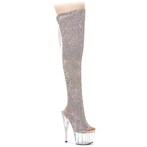 Strass ADORE 18 cm open toe bottes cuissardes talons hauts  lacets