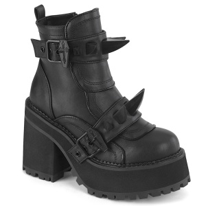 Vegan 12 cm ASSAULT-72 botas de tornozelo  semelles cloutes et plateforme pour femmes en noir