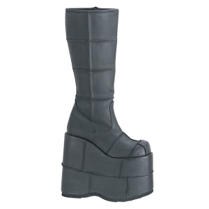 Vegan 18 cm cyberpunk bottes au genou homme plateforme extrme noir