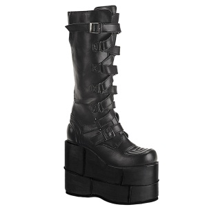 Vegan 18 cm cyberpunk bottes au genou homme plateforme extrme noir