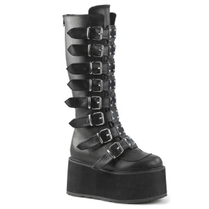 Vegan 9 cm DAMNED-318 plateforme bottes hautes femme  boucles noir