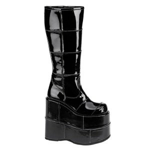 Vernis 18 cm cyberpunk bottes au genou homme plateforme extrme noir