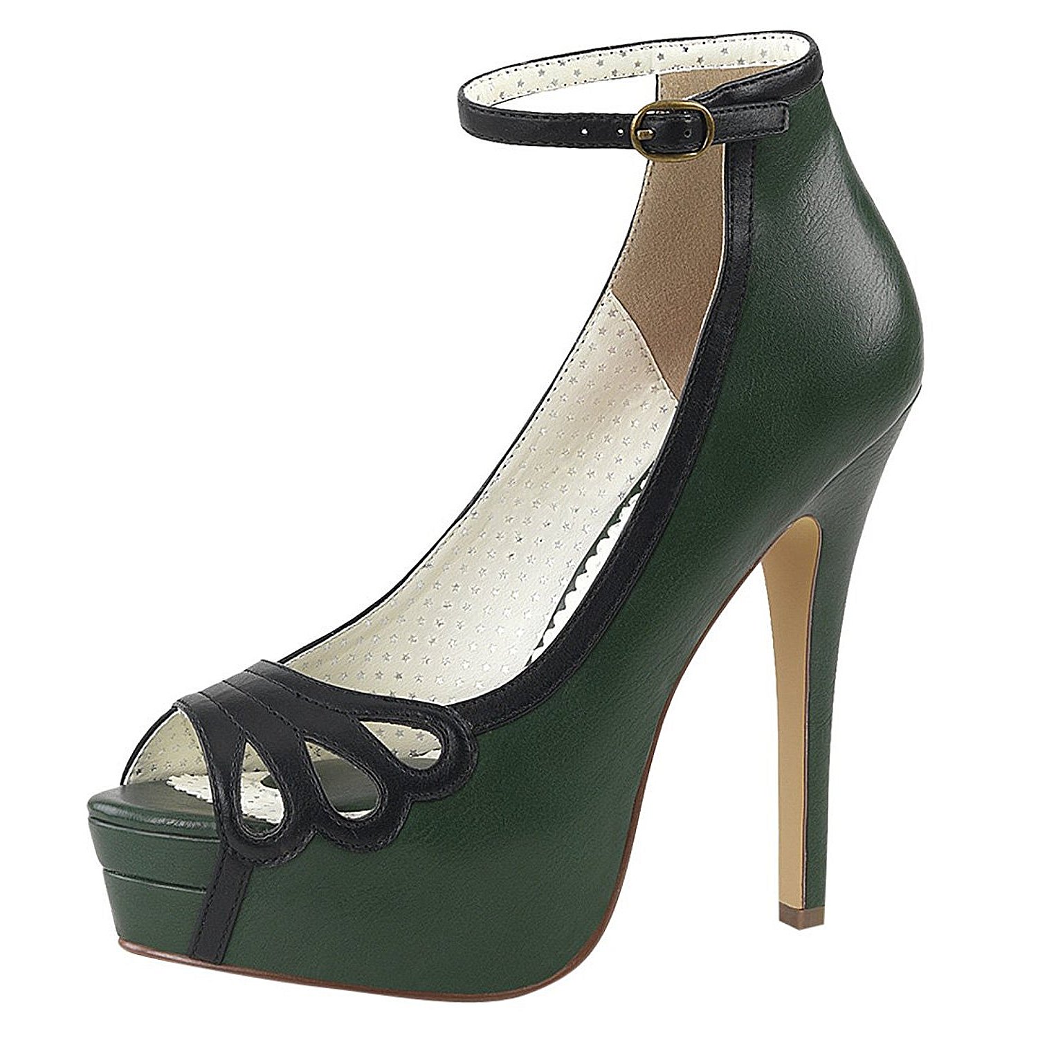 Vert Similicuir 13,5 cm BELLA31 chaussures escarpins bout ouvert