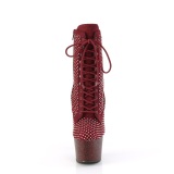 ADORE-1020RM 18 cm bottine talon haut femme pleaser strass bordeaux