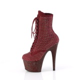 ADORE-1020RM 18 cm bottine talon haut femme pleaser strass bordeaux