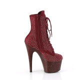 ADORE-1020RM 18 cm bottine talon haut femme pleaser strass bordeaux