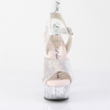 Argent 15 cm DELIGHT-N chaussures  talons strass transparent plateforme