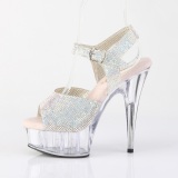 Argent 15 cm DELIGHT-N chaussures  talons strass transparent plateforme