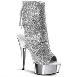 Argent Glitter 15 cm Pleaser DELIGHT-1018G Plateforme Bottines