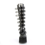 Compense 14 cm S815 plateforme bottes femme  boucles noir vinyle