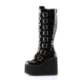 Compense 14 cm S815 plateforme bottes femme  boucles noires LA