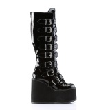 Compense 14 cm S815 plateforme bottes femme  boucles noires LA