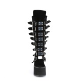 Compense 14 cm S815 plateforme bottes femme  boucles noires velours