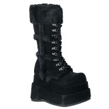 Fausse fourrure 11,5 cm BEAR-202 emo bottes femmes  pyramidal plateforme en noir