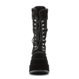 Fausse fourrure 11,5 cm BEAR-202 emo bottes femmes  pyramidal plateforme en noir