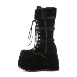 Fausse fourrure 11,5 cm BEAR-202 emo bottes femmes  pyramidal plateforme en noir