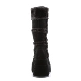 Fausse fourrure 11,5 cm BEAR-202 emo bottes femmes  pyramidal plateforme en noir