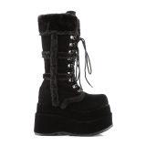 Fausse fourrure 11,5 cm BEAR-202 emo bottes femmes  pyramidal plateforme en noir