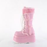 Fausse fourrure 11,5 cm BEAR-202 emo bottes femmes  pyramidal plateforme en rose