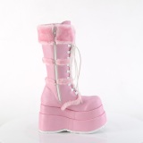 Fausse fourrure 11,5 cm BEAR-202 emo bottes femmes  pyramidal plateforme en rose