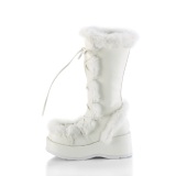 Fausse fourrure 7 cm CUBBY-311 lolita bottes femmes  plateforme en blanc