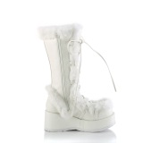 Fausse fourrure 7 cm CUBBY-311 lolita bottes femmes  plateforme en blanc