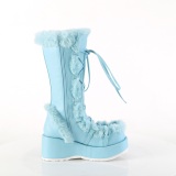 Fausse fourrure 7 cm CUBBY-311 lolita bottes femmes  plateforme en bleu