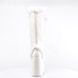 Fausse fourrure goth 13 cm femme botte plateforme pais talon chunky blanc