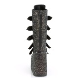 Glitter 14 cm SWING-G plateforme bottes femme hauteur mollet  boucles noir