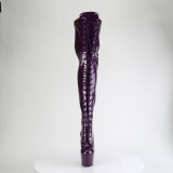 Glitter 18 cm ADORE-3020GP bottes cuissardes talons hauts  lacets Violet