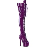 Glitter 18 cm PEEP TOE bottes cuissardes talons hauts  lacets Violet