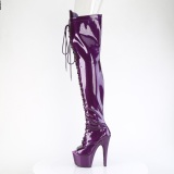 Glitter 18 cm PEEP TOE bottes cuissardes talons hauts  lacets Violet