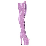 Glitter 20 cm FLAMINGO-3020GP bottes cuissardes talons hauts  lacets purper