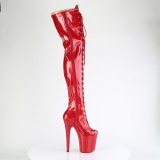 Glitter 20 cm FLAMINGO-3020GP bottes cuissardes talons hauts  lacets rouge