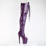 Glitter 20 cm PEEP TOE bottes cuissardes talons hauts  lacets Violet