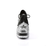 Glitter GLAMROCK-02 disco chaussures de proxnte hommes 70  plateforme argent