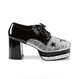 Glitter GLAMROCK-02 disco chaussures de proxnte hommes 70  plateforme argent