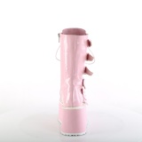 Hologramme 9 cm DAMNED-225 plateforme bottes femme hauteur mollet  boucles rose