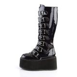 Hologramme 9 cm DAMNED-318 plateforme bottes hautes femme  boucles noir