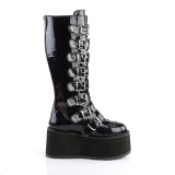 Hologramme 9 cm DAMNED-318 plateforme bottes hautes femme  boucles noir