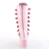 Hologramme 9 cm DAMNED-318 plateforme bottes hautes femme  boucles rose