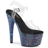 Noir 18 cm BEJEWELED-708MS chaussure talon haut pole dance strass plateforme