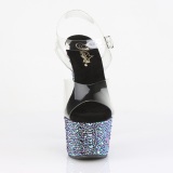 Noir 18 cm BEJEWELED-708MS chaussure talon haut pole dance strass plateforme