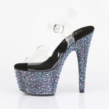 Noir 18 cm BEJEWELED-708MS chaussure talon haut pole dance strass plateforme